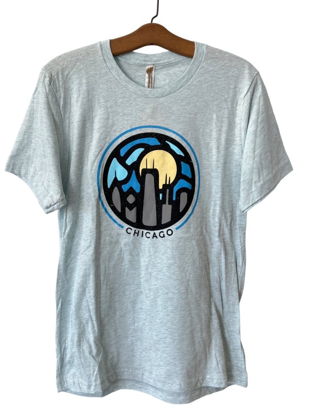 Good Land Supply Co. Graphic Tee Medium Chicago Heather Ice Blue Basic Tee NEW